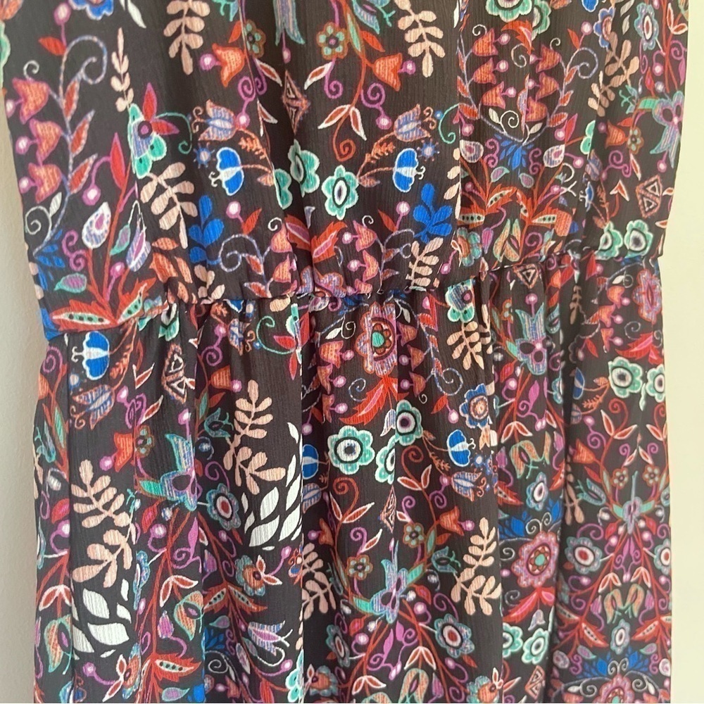 Boho Tropical Mixed Print Colorful Botanical & Floral Maxi Dress - Size M - Picture 7 of 11